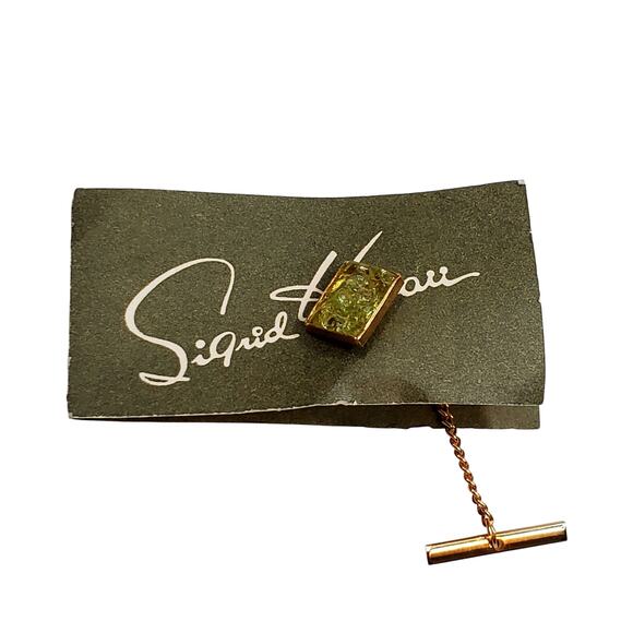 Olivine Hawaiian Diamond Tie Tack Gold Tone Rare Unsigned - Picture 1 of 3